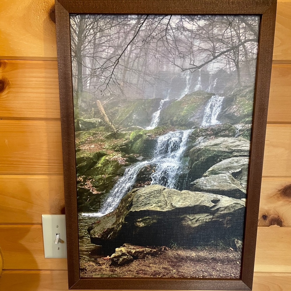 Framed Canvas Waterfall Photo